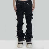 MIJKO Mens Vintage Pants Stretch Unisex Bootcut Creative Jeans