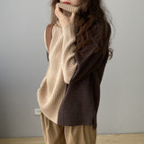 Women Winter Knitted Sweater Autumn and Winter Turtleneck Pullover Retro Loose Knitted Top 8t3099