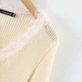 Women Sweater Knit Wear Autumn Short Fur Collar Knitted Cardigan Single-Breasted Top