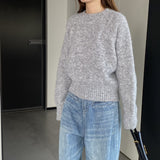 Women Winter Knitted Sweater Thick Sweater Fall/Winter Loose-Fitting Long Sleeve Sweater 6t3539