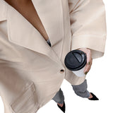 Women Trench Coat Blazer Autumn and Winter Loose Long Sleeve