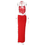 Women Co-Ord Set Sling Self-Tie Dress Suit