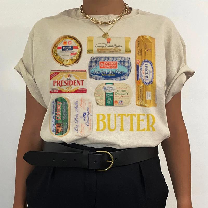 Women 90s Retro Butter Graphic T-Shirts Funny Butter Lover