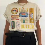 Women 90s Retro Butter Graphic T-Shirts Funny Butter Lover