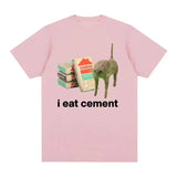 I Eat Cement Cursed Cat Funny Meme T Shirt for Men Women