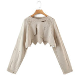 Women Sweater Knitwear Knitting Suit Sexy Sling Dress Ripped Sweater Two-Piece Set