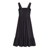Women Dresses Summer Square Collar Bow Lace Dress (Xds0414)