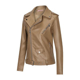 Red Leather Jacket Lapel Slim Women Leather Coat Zipper Elegant Pu Women's Leather Coat