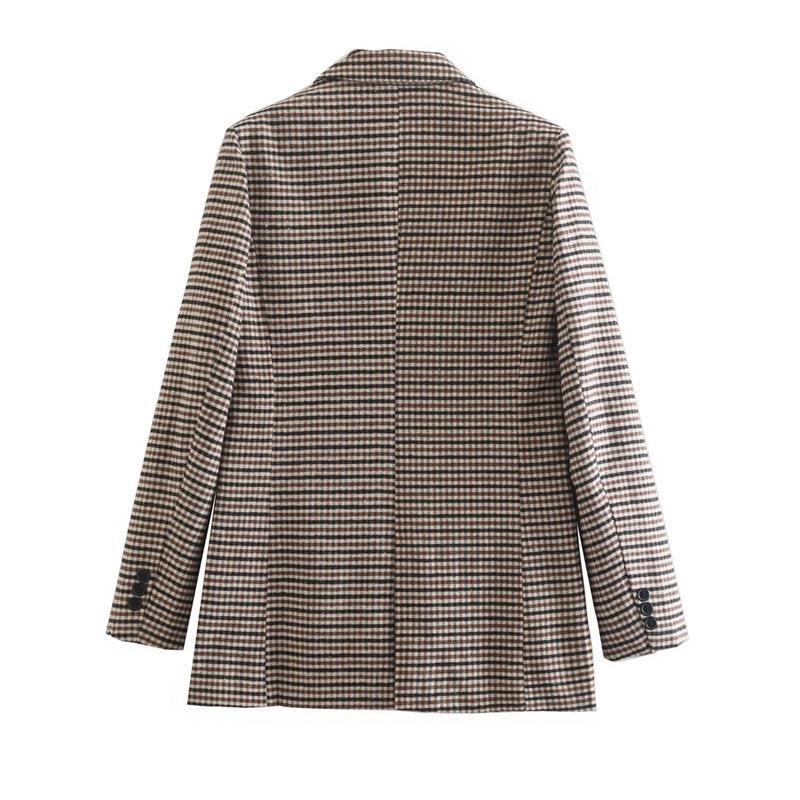 Women Suits Houndstooth Suit Jacket Autumn and Winter Retro Small Suit