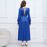 Women Date Dress Autumn and Winter V-neck Bubble Long Sleeve Dress