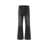 MIJKO Mens Vintage Pants MIJKO BootCut Old Wash Water Old Black Grey Jeans