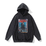 Men Hoodie Hip Hop Portrait Printing Washed Hooded Sweater
