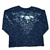 Women T-shirt Retro Style Printed round Neck Slim-Fit Long-Sleeved Pullover T-shirt