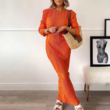 Women Dress Black Pleated Dress Female Autumn Winter Long Dress