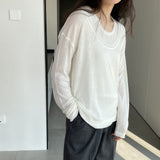 Women Knitted Two-Piece Set Spring Loose Sweater round Neck Vest Blouse Ab29