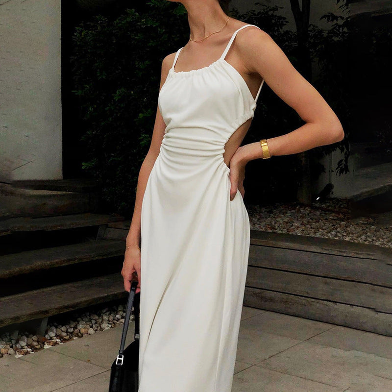 Women Dresses Knitted Square Collar Sling Dress