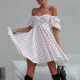 Women Dress Sexy off-Shoulder Heart Printing Dress