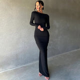 Women Dresses Summer Sexy V-neck Slim-Fit Long Sleeve Dress