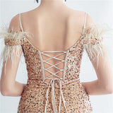 Harlem Nights Outfits Velvet High-Density Sequined Fishtail Evening Dress