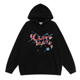 Men Hoodie Cartoon Puff Print Oversize Hip Hop Retro Couple Hooded Sweater