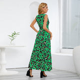 Women Date Dress Summer Leopard Print Maxi Dress