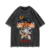 Anime Nika Luffy Washed Old Retro T-Shirt Short Sleeve