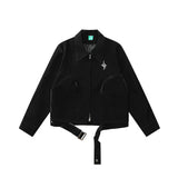 Women Jacket Zipper Pocket Mechanical Style Coat