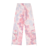 Men Sweatpants Tie-Dye Camouflage Casual Working Pants Wide Leg Sports Drawstring Ankle Banded Pants