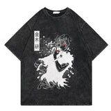 Washed retro T-shirt Tokyo corpse print casual cotton short sleeves