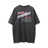 Men Vintage T-Shirt Cartoon Racing Letter Print Short-Sleeve T-shirt