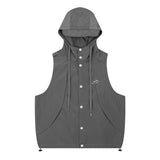 Men Vest Summer Hooded Jacket Frock Vest Casual Loose Vest