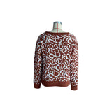 Women Knitted Sweater Autumn Long Sleeve Leopard-Print Sweater