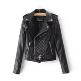 Women Leather Jacket Autumn Faux Leather Slim-Fitting Biker Jacket Coat Top