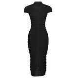 Women Dresses Autumn Short Sleeve Long Skirt Sexy Slim Knit Dress (Bla0420)
