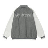 Men Jacket Coat Loose Letter Embroidery Jacket Coat Men Long Sleeve Baseball Uniform