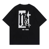 Men T Shirt Vintage Graffiti Distressed Short Sleeve T-shirt