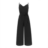 Women Date Dress Summer Sexy Slim-Fit Suspender Wide-Leg Jumpsuit Trousers