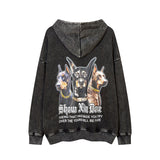 Men Hoodie Gothic Vintage Printed Washed Hooded Sweater