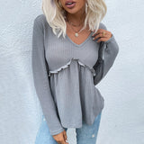Women Knitted Sweater Autumn Long Sleeve Solid Color Bottoming Sweater
