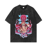 Retro washed old cotton t-shirt men's ONE PIECE loose short sleeves