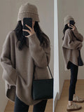 Women Knitted Pullover Autumn and Winter round Neck Mid-Length Knitwear Top