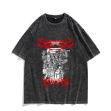 Washed vintage short-sleeved T-shirt high street top