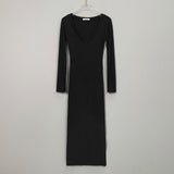 Women Dresses V-neck Long-Sleeve Dress Sheath Dress
