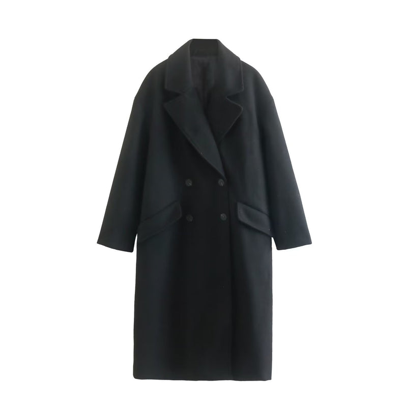 Women Woolen Coat Autumn and Winter Long over the Knee Woolen Coat