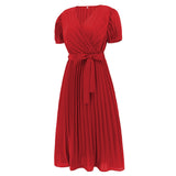 Women Date Dress Summer Puff Sleeve Dress V-neck Dress