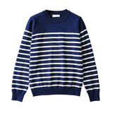 Women Sweater Knit round Neck Loose Striped Sweater