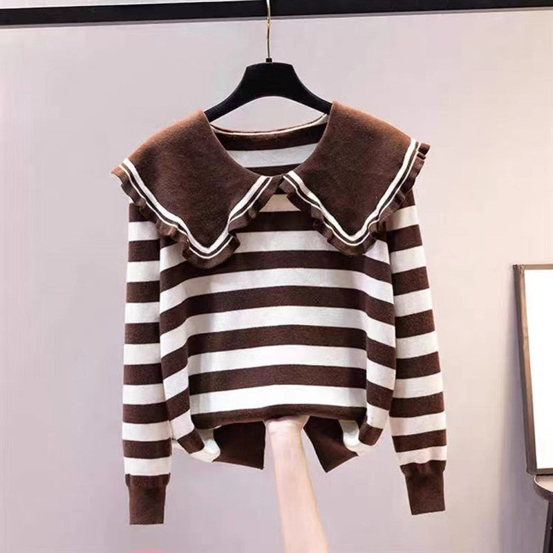 Women Knitwear Autumn and Winter Striped Sweater Sweater