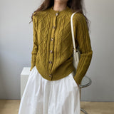 Women Cardigan Sweater Autumn and Winter Single-Breasted round Neck Sweater Cardigan 8t8157