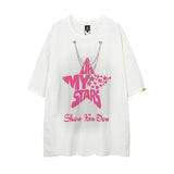 Men T Shirt Five-Pointed Star Puff Print Short Sleeve T-shirt