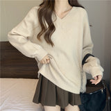 Women Knitted Pullover Autumn and Winter Loose Knitwear Top